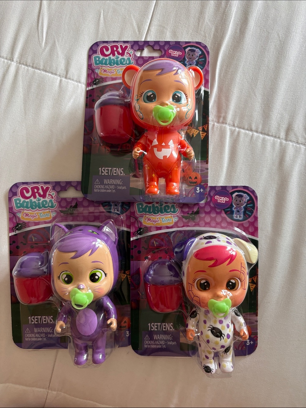 Magic Tears Kids Toy Doll - Purple, Orange, White (Set) cry babies series